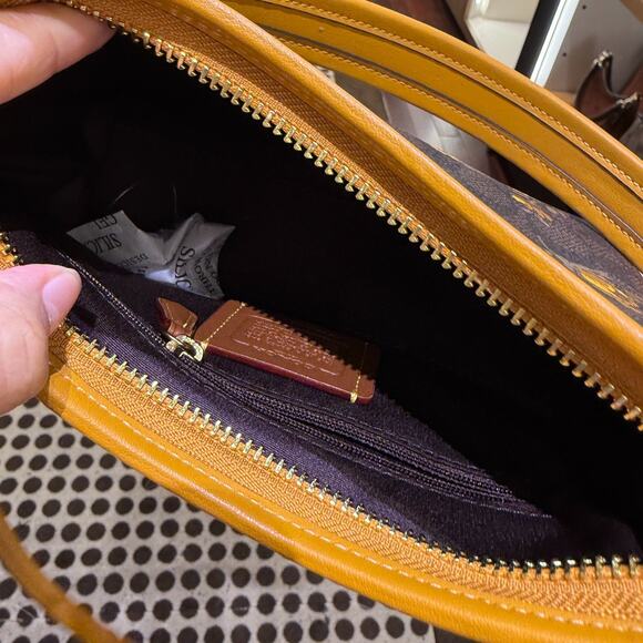 Coach Laurel Small Shoulder Bag Signature Canvas With Floral CCF17 Walnut/Yellow - Picture 9 of 11